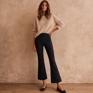 SPANX Black Cropped Flare Pull On Ponte Pants Sz M